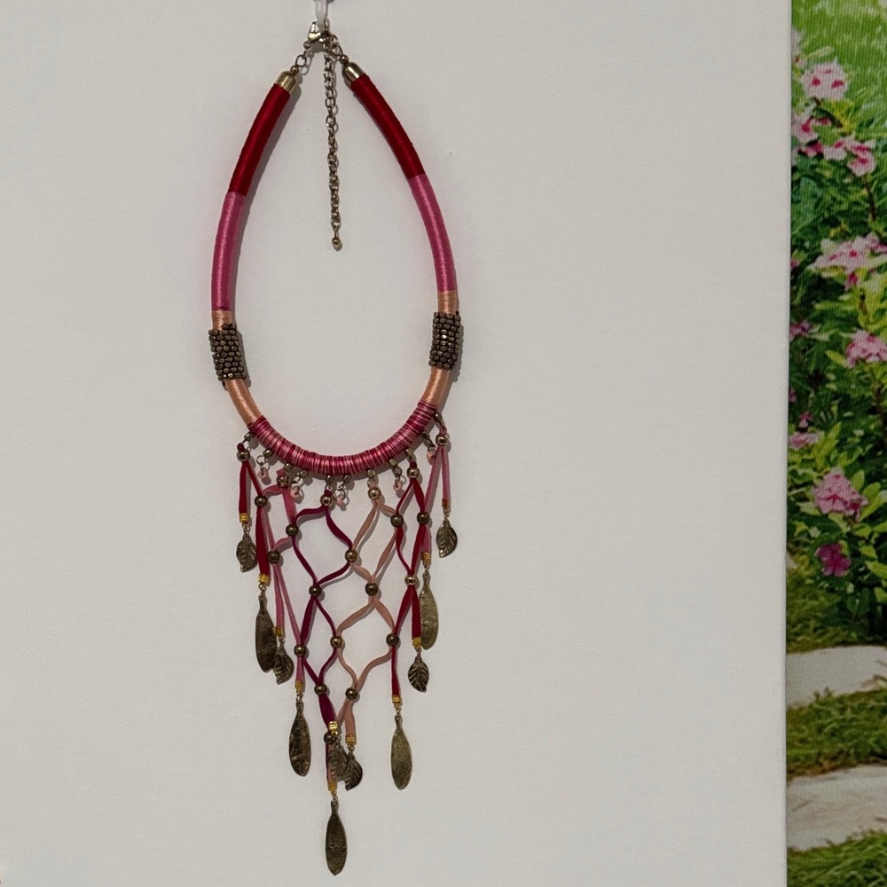 Boho Pink and Gold Necklace